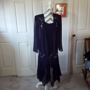 S.L. fashions purple embellished dress w/top